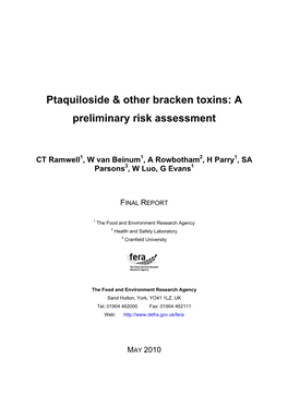 Ptaquiloside & Other Bracken Toxins