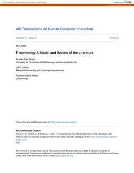 E-Mentoring: a Model and Review of the Literature