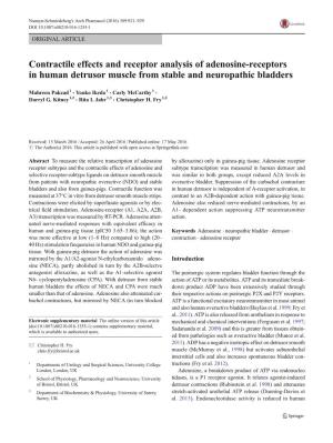 Contractile Effects and Receptor Analysis of Adenosine-Receptors in Human Detrusor Muscle from Stable and Neuropathic Bladders