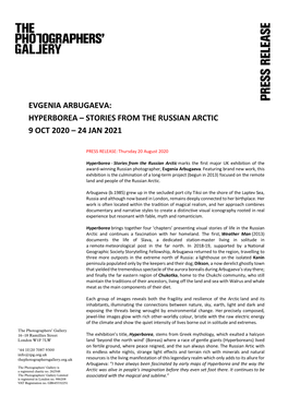 Evgenia Arbugaeva: Hyperborea – Stories from the Russian Arctic 9 Oct 2020 – 24 Jan 2021