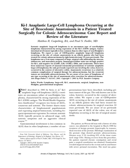 Ki-1 Anaplastic Large-Cell Lymphoma Occurring at the Site of Ileocolonic Anastomosis in a Patient Treated Surgically for Colonic