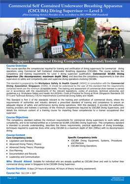 Diving Supervisor — Level 3 (First Learning Service Provider to Be Accredited to ISO 29990:2010 Standard)
