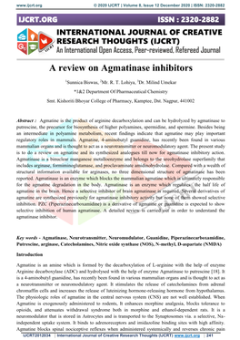 A Review on Agmatinase Inhibitors