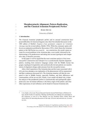 Morphosyntactic Alignment, Pattern Replication, and the Classical Armenian Periphrastic Perfect