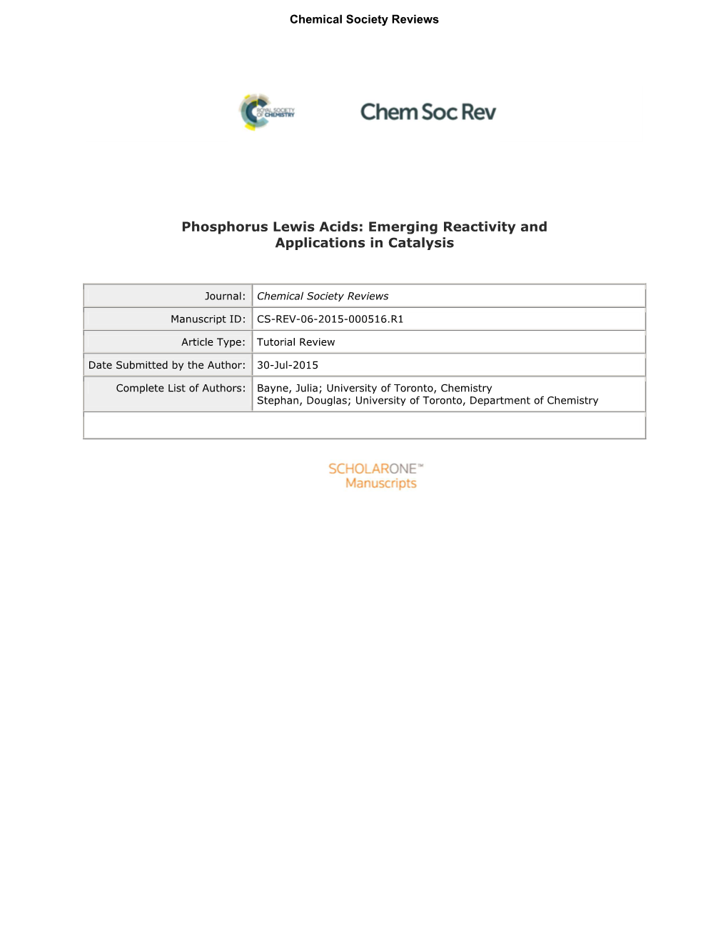 Phosphorus Lewis Acids: Emerging Reactivity and Applications in Catalysis