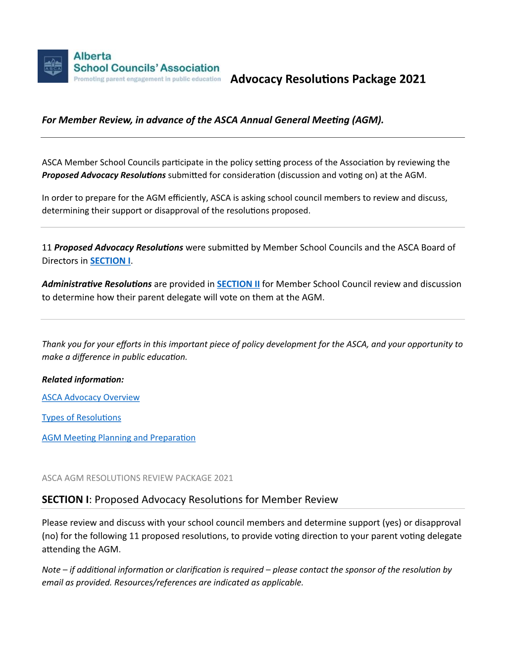 Advocacy Resolutions Review Package 2021 REVISED April 16