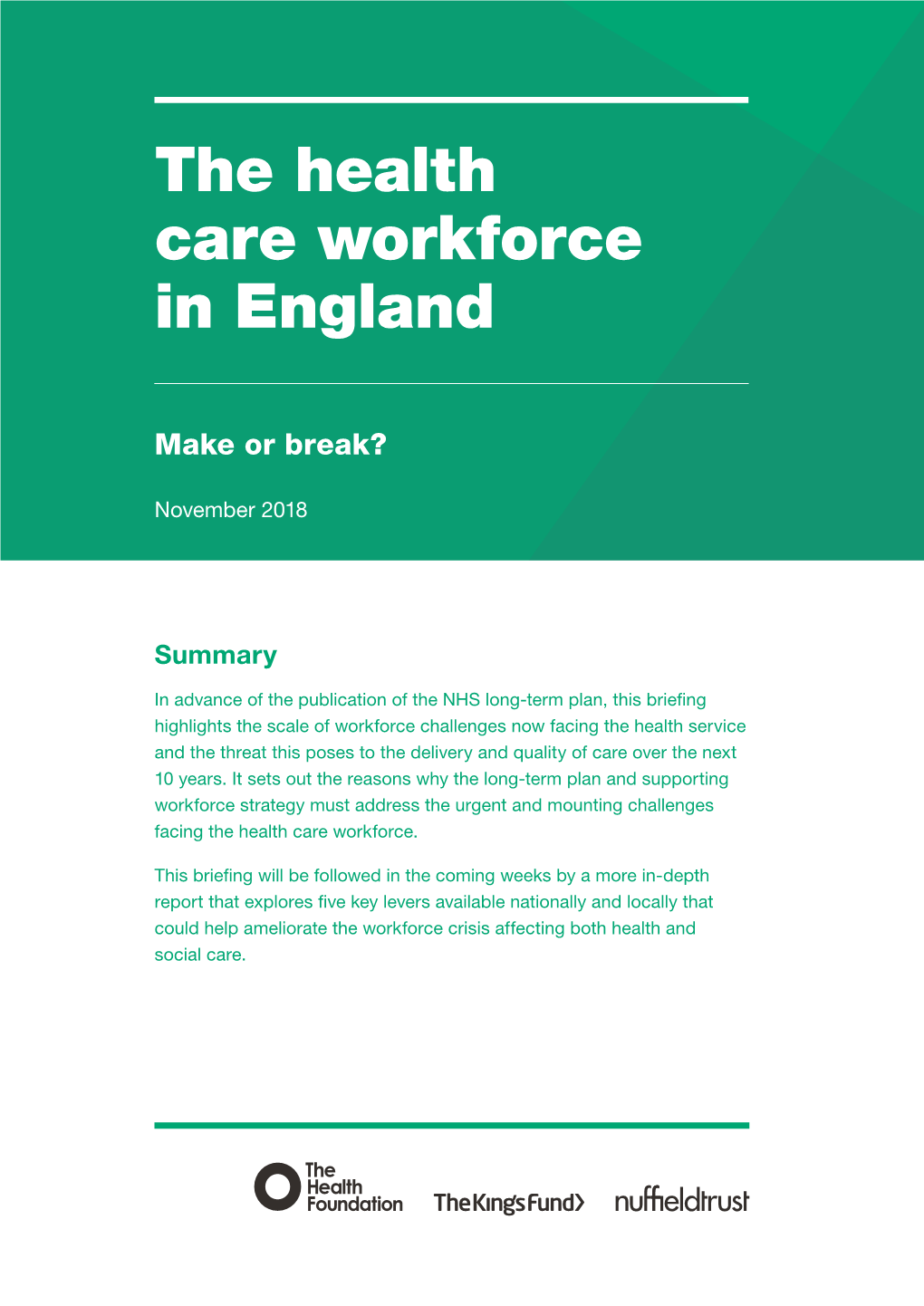 The Health Care Workforce in England