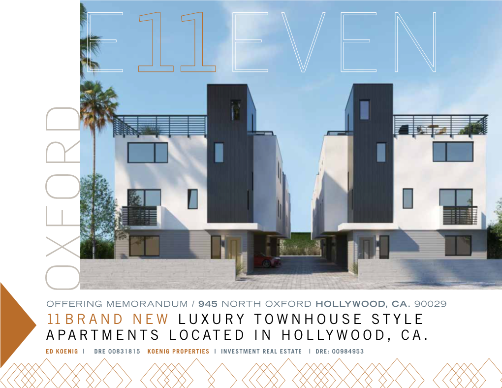 11Brand New Luxury Townhouse Style Apartments Located in Hollywood, Ca