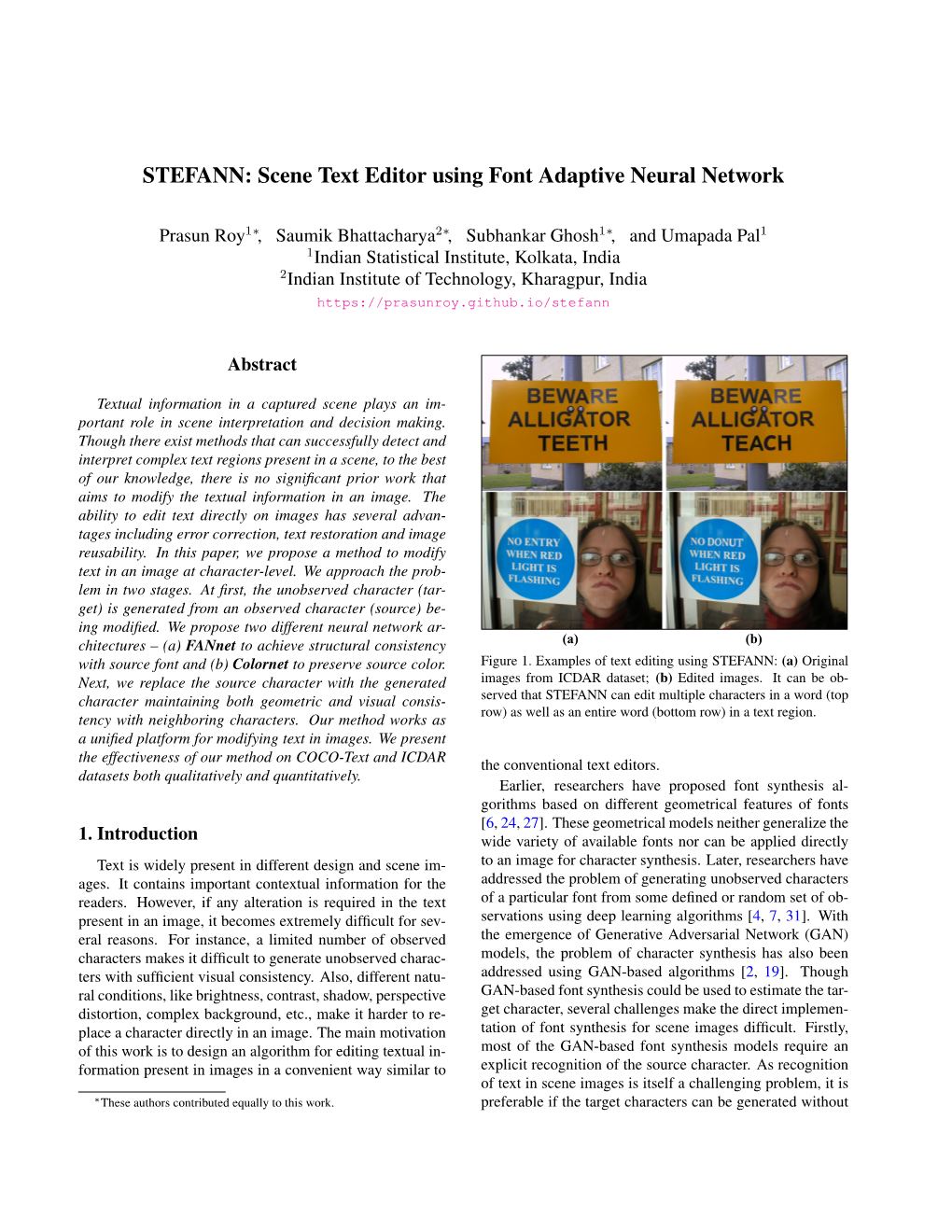 STEFANN: Scene Text Editor Using Font Adaptive Neural Network