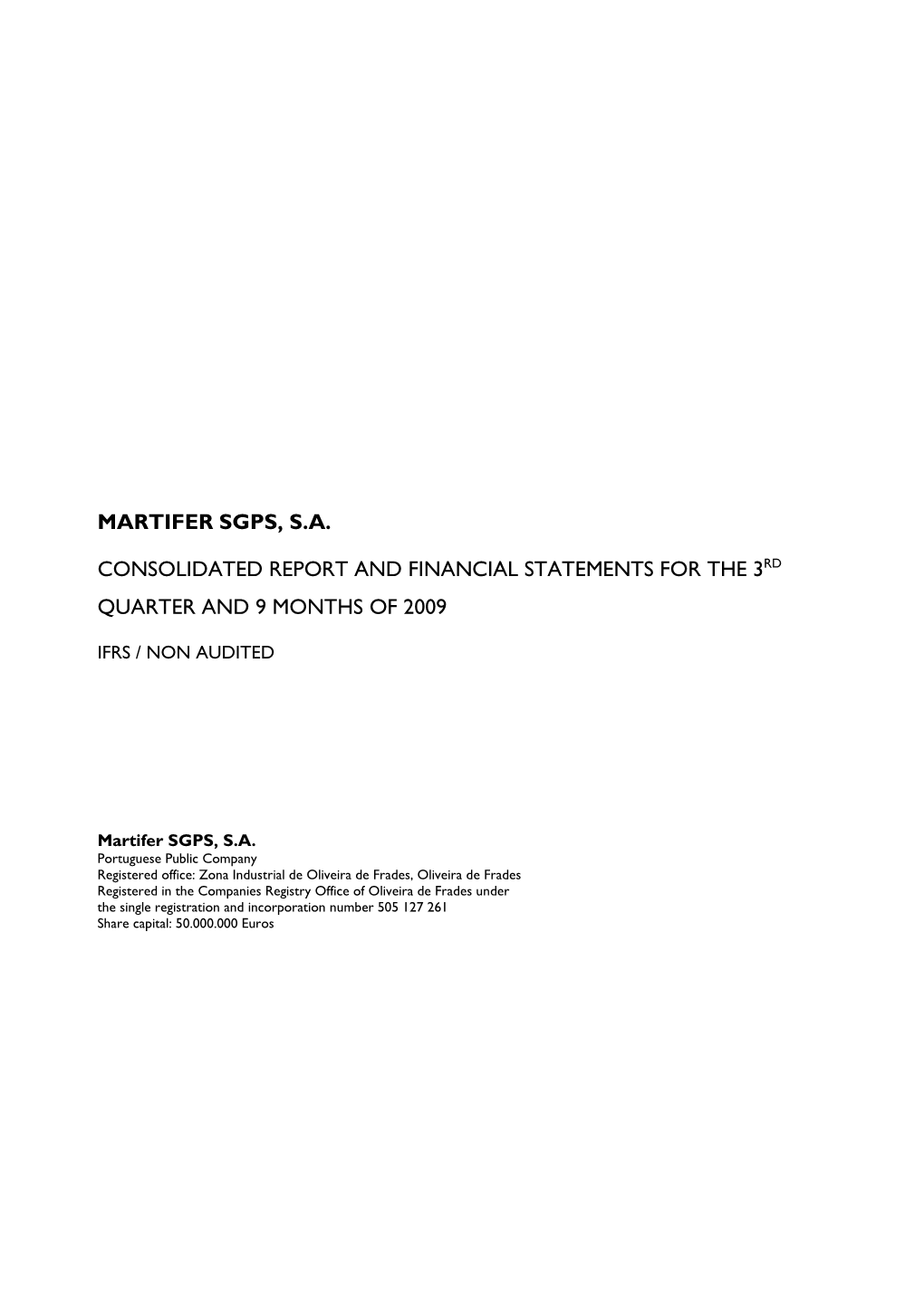 Martifer Sgps, S.A. Consolidated Report And