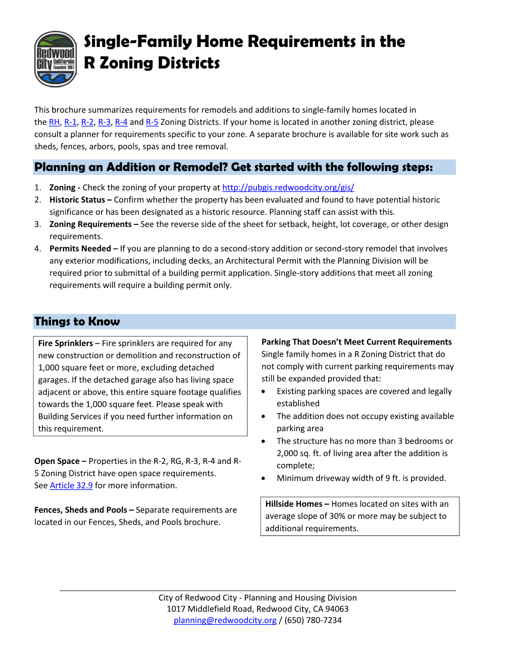 Single-Family Home Requirements in the R Zoning Districts