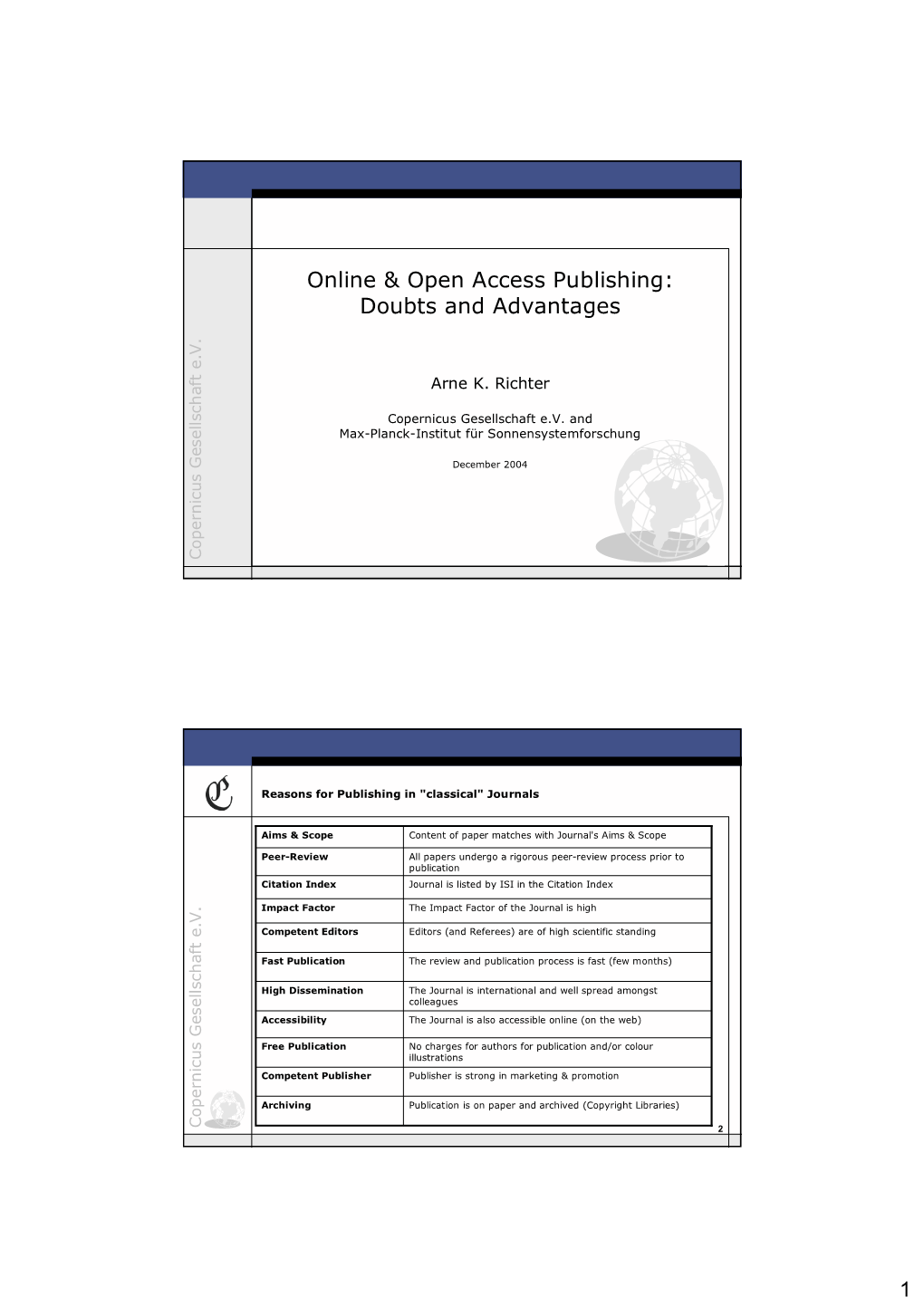 1 Online & Open Access Publishing: Doubts and Advantages