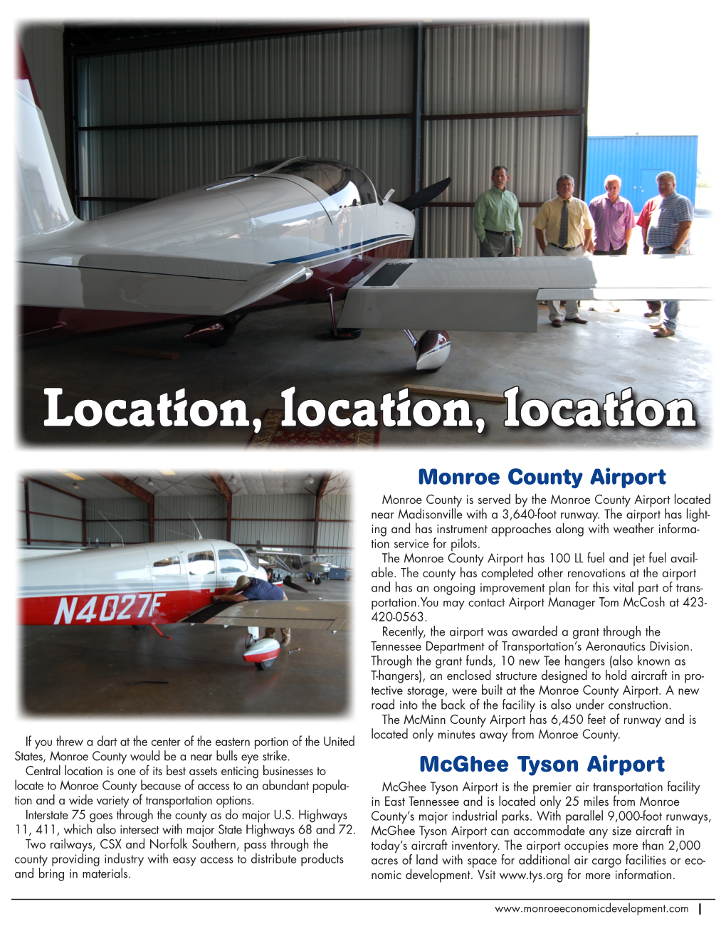 Monroe County Airport Monroe County Is Served by the Monroe County Airport Located Near Madisonville with a 3,640-Foot Runway