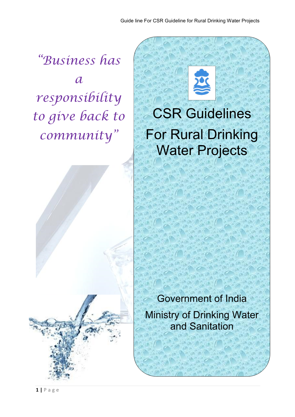 CSR Guidelines for Rural Drinking Water Projects