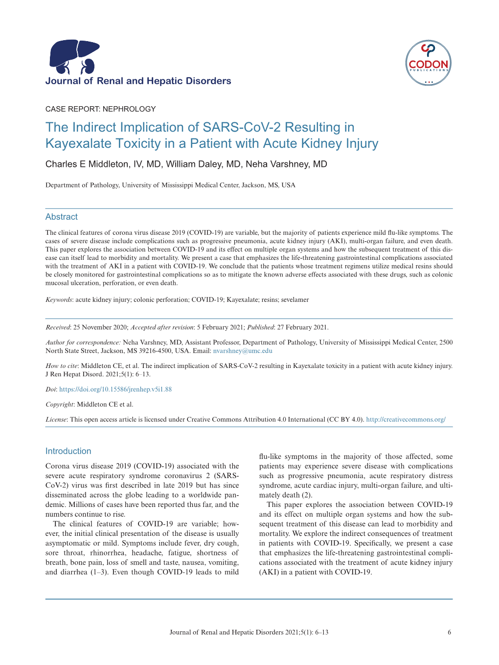 The Indirect Implication of SARS-Cov-2 Resulting in Kayexalate Toxicity in a Patient with Acute Kidney Injury