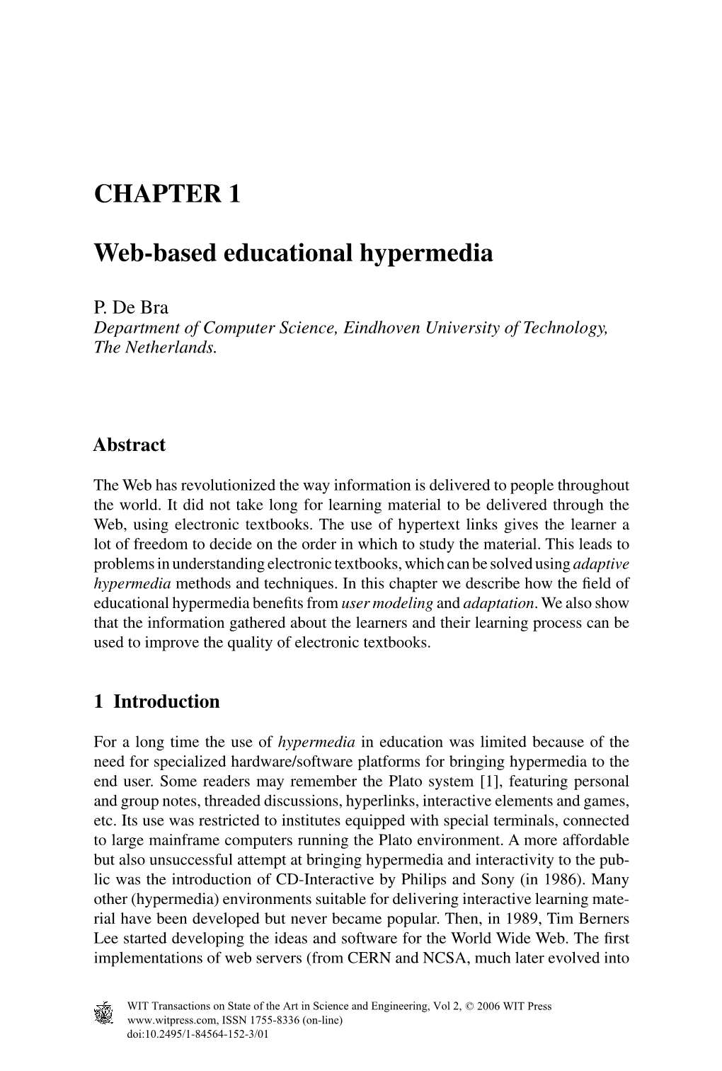 CHAPTER 1 Web-Based Educational Hypermedia