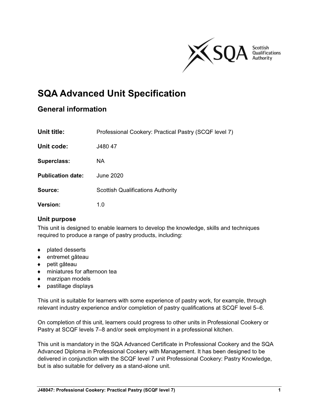 SQA Advanced Unit Specification