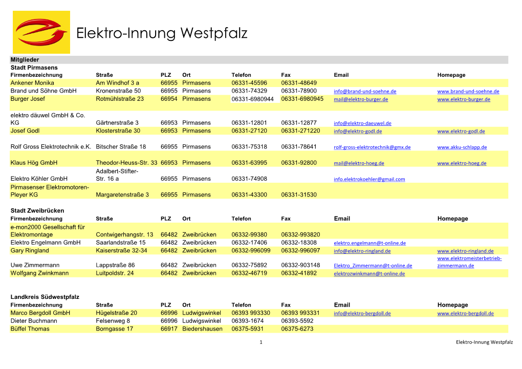 Elektro-Innung Westpfalz