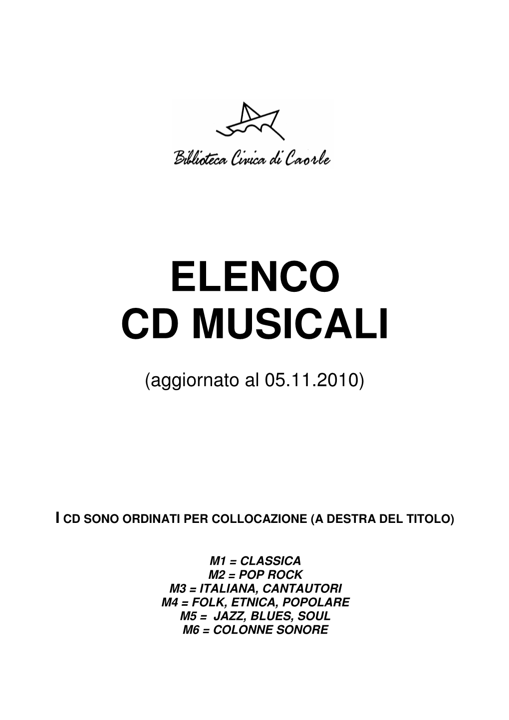 Elenco Cd Musicali