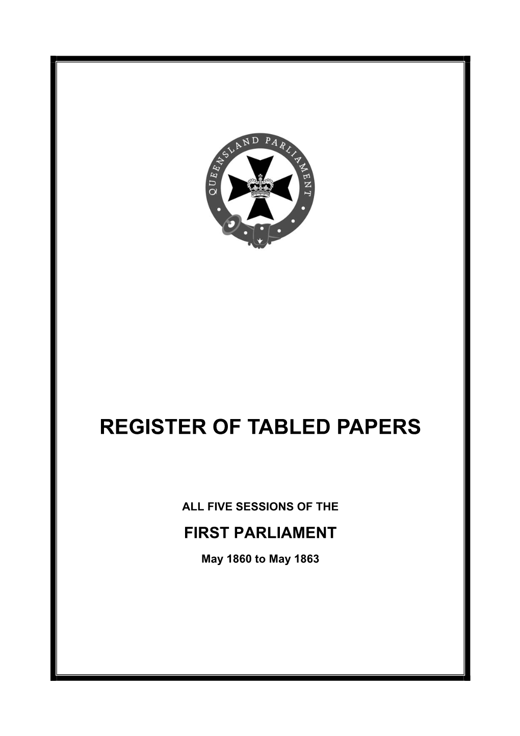 Register of Tabled Papers