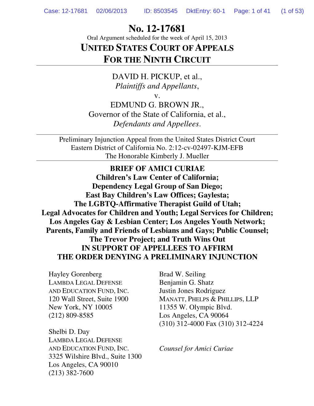 The Trevor Project; and Truth Wins out in SUPPORT of APPELLEES to AFFIRM the ORDER DENYING a PRELIMINARY INJUNCTION