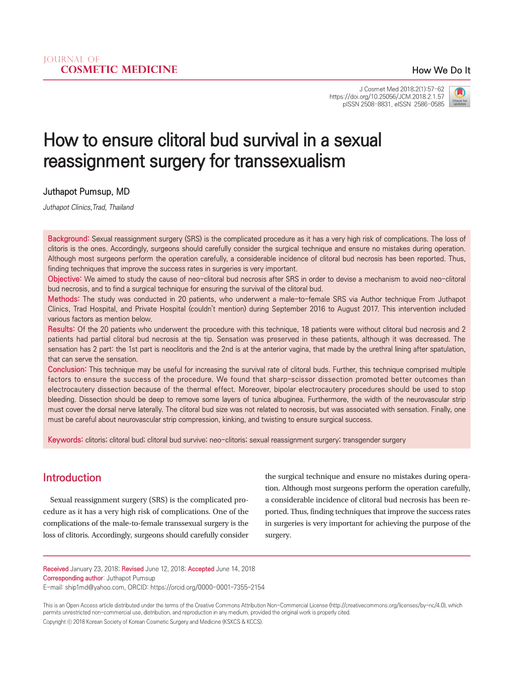 How to Ensure Clitoral Bud Survival in a Sexual Reassignment Surgery for Transsexualism