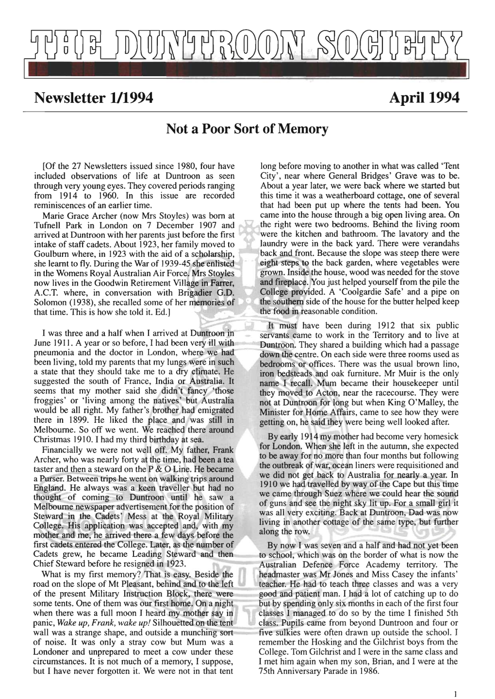 Newsletter V1994 April 1994