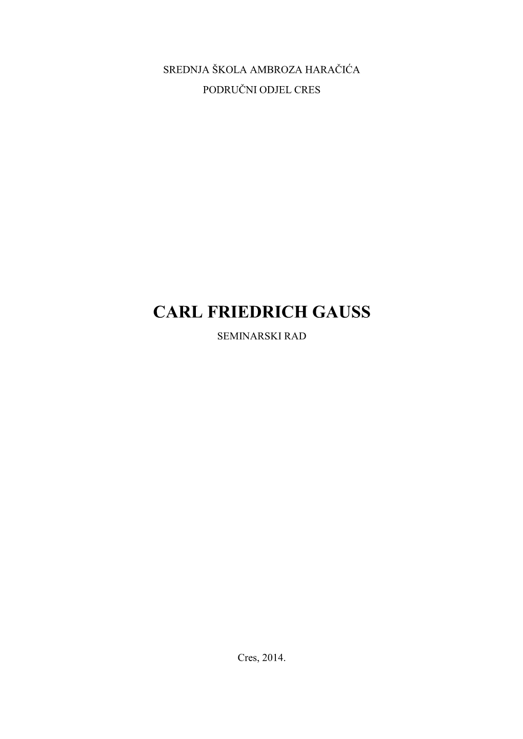 Carl Friedrich Gauss Seminarski Rad