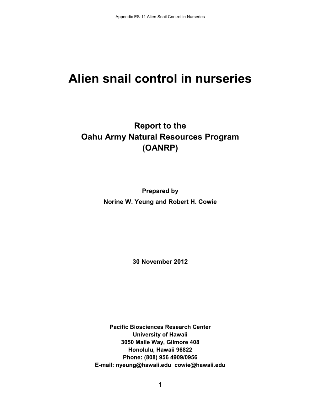 Appendix ES-11 Alien Snail Control in Nurseries