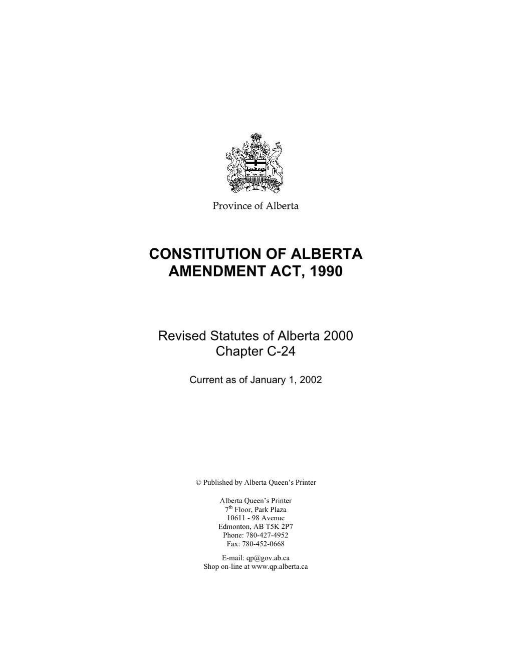 Constitution of Alberta Amendment Act, 1990