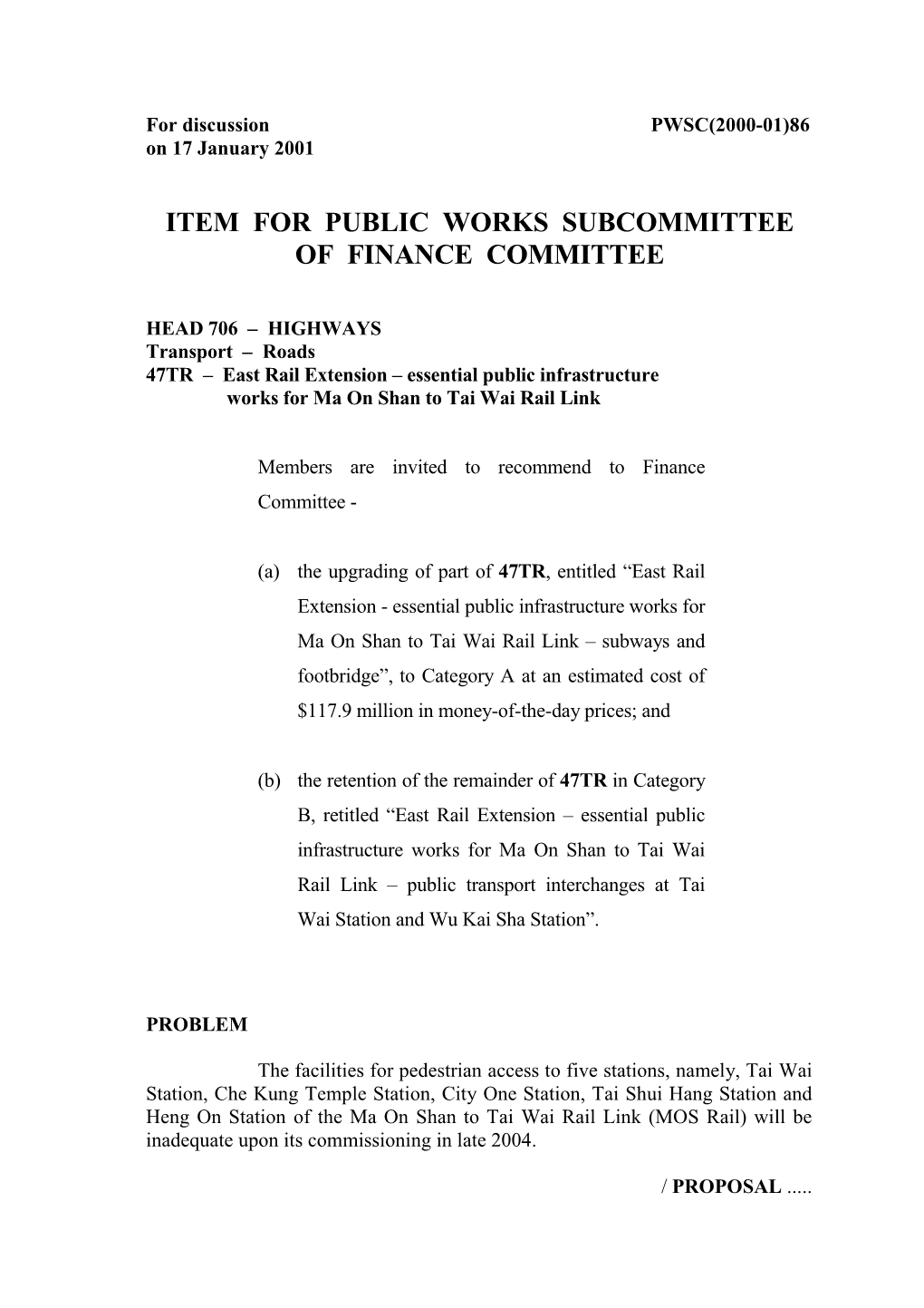 Essential Public Infrastructure Work for Ma on Shan to Tai Wai Rail Link