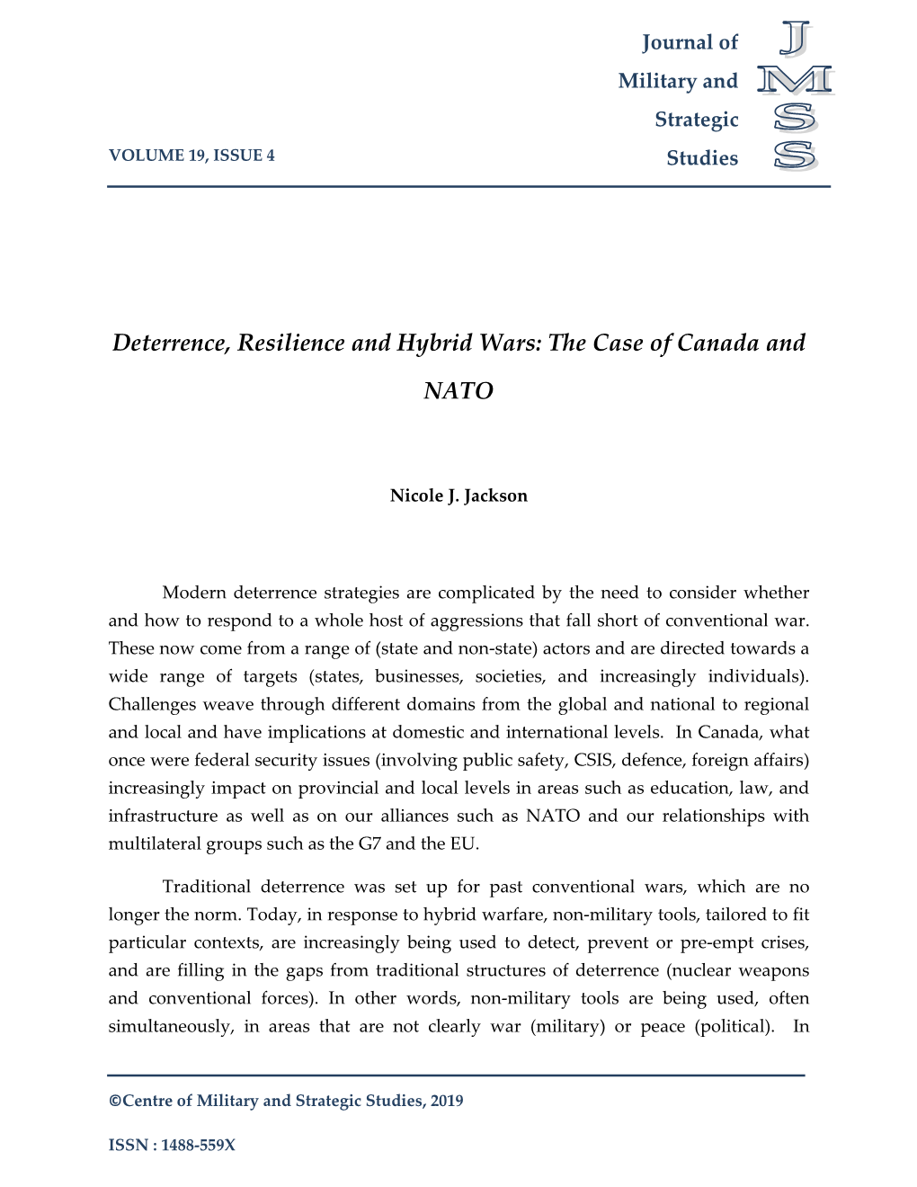 Deterrence, Resilience and Hybrid Wars: the Case of Canada And