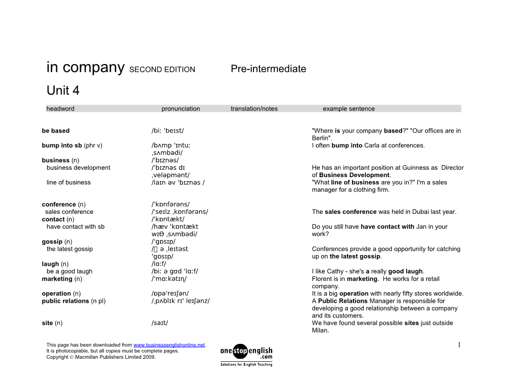 In Company SECOND EDITION Pre-Intermediate s2