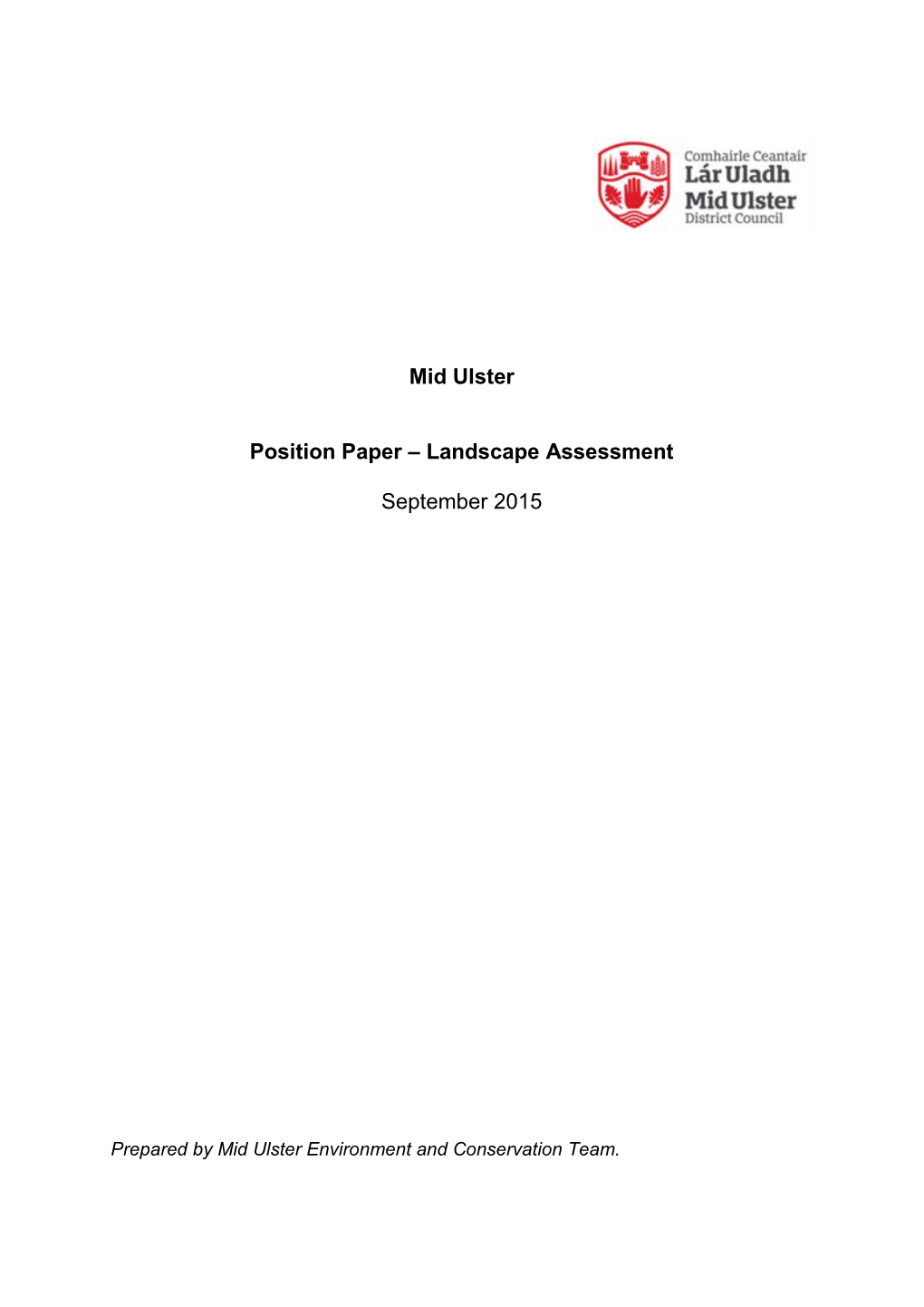 Landscape Assessment Position Paper