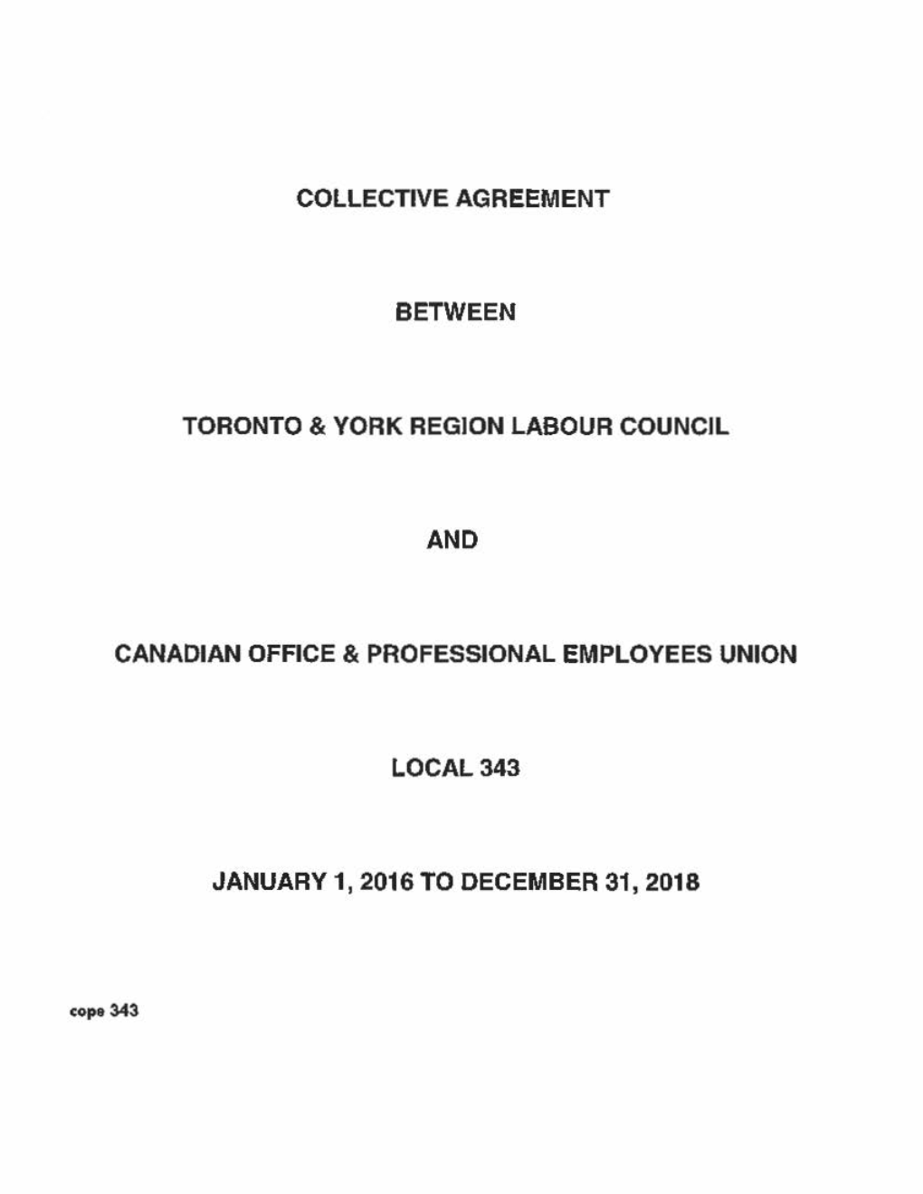 Collective Agreement Between Toronto & York