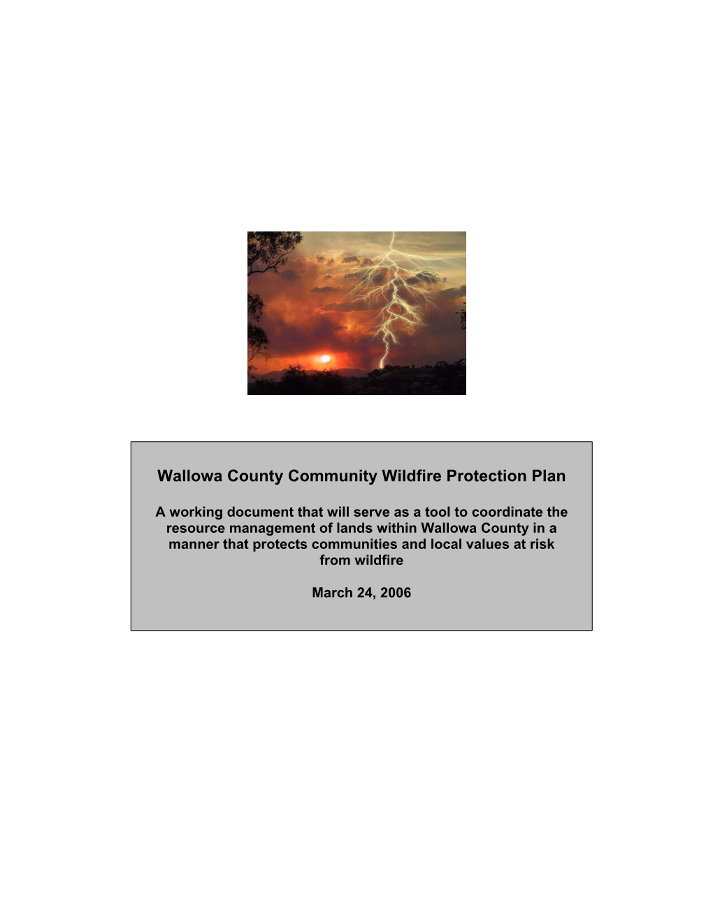 Wallowa County Community Wildfire Protection Plan