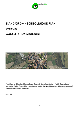 Blandford + Neighbourhood Plan 2015-2031 Consultation Statement