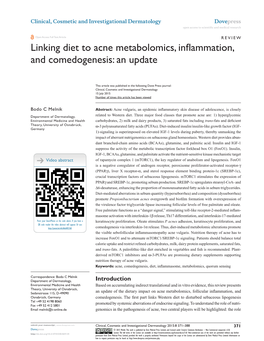 Linking Diet to Acne Metabolomics, Inflammation, and Comedogenesis: an Update