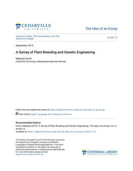 A Survey of Plant Breeding and Genetic Engineering