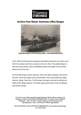Archive Fact Sheet: Guinness Liffey Barges