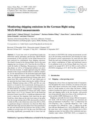 Monitoring Shipping Emissions in the German Bight Using MAX-DOAS Measurements