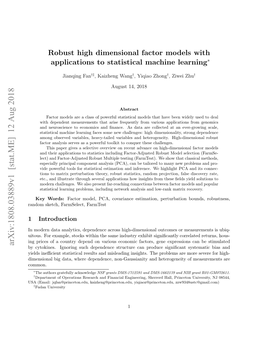 Robust High Dimensional Factor Models with Applications to Statistical Machine Learning∗