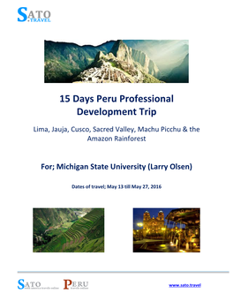 15 Days Peru Professional Development Trip