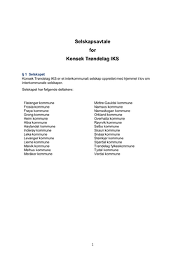 Selskapsavtale for Konsek Trøndelag IKS