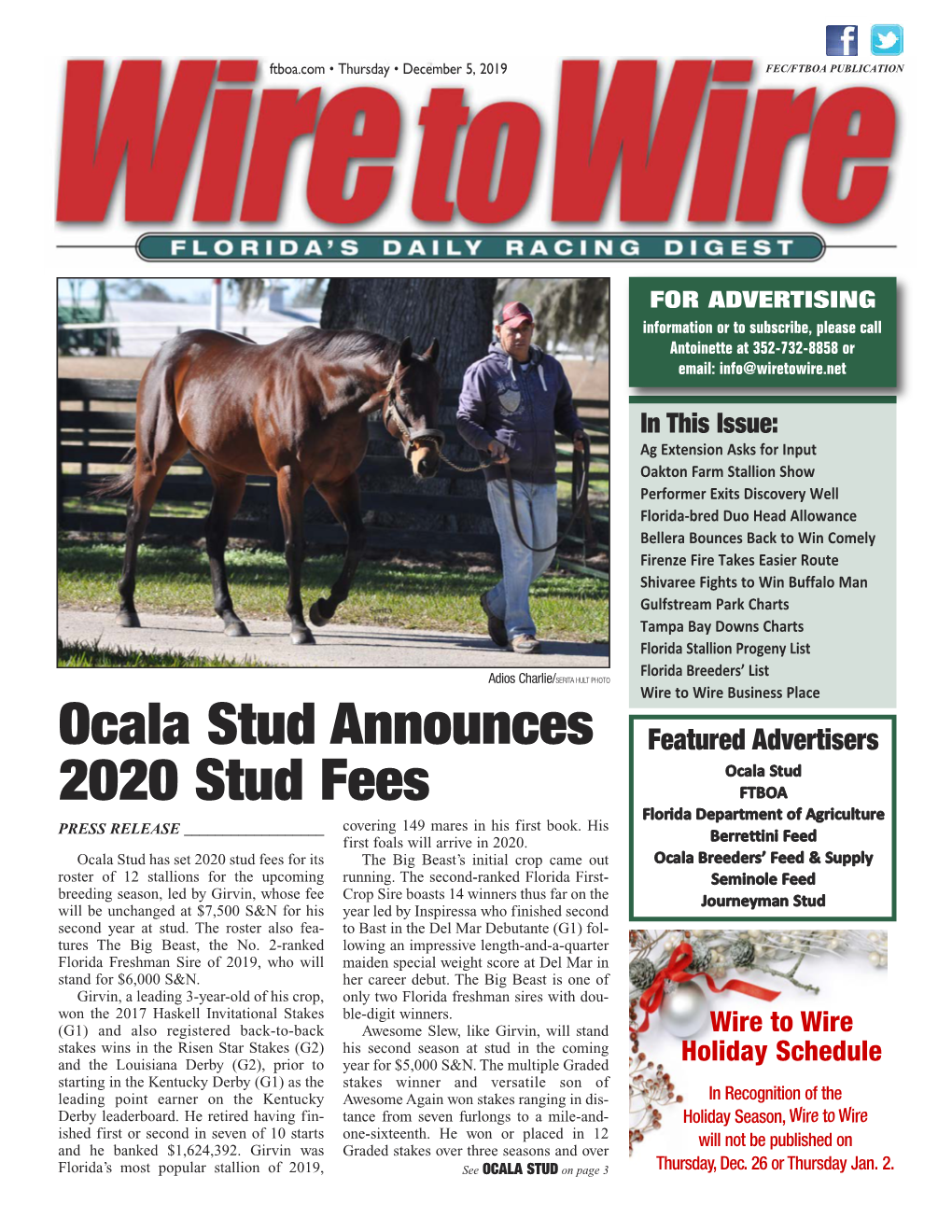 Ocala Stud Announces 2020 Stud Fees