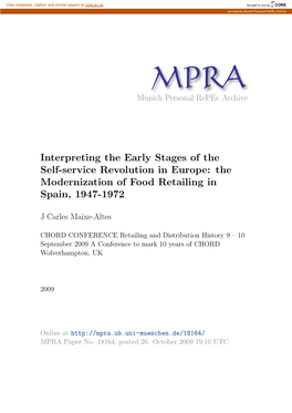 The Modernization of Food Retailing in Spain, 1947-1972