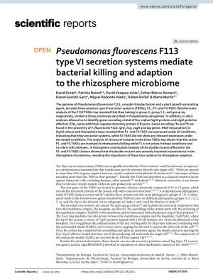 Pseudomonas Fluorescens F113 Type VI Secretion Systems Mediate