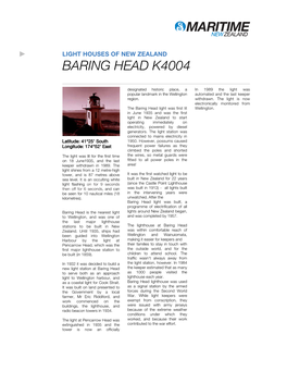 Light House Profiles, Baring Head K4004