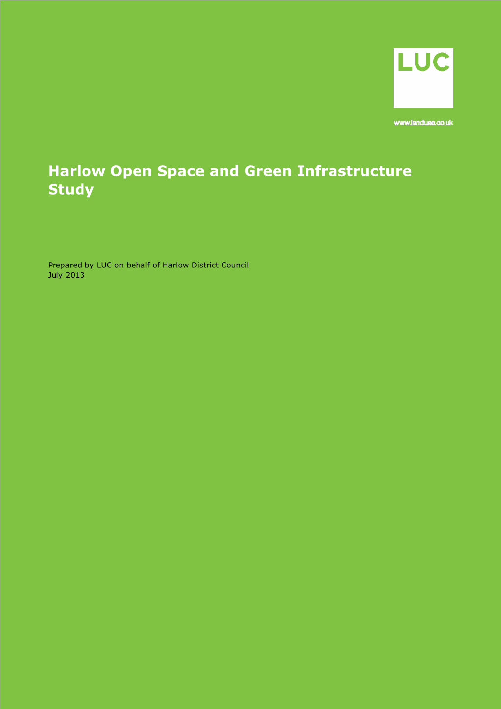 Harlow Open Space and Green Infrastructure Study Chapters 1 to 5