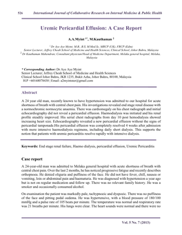 Uremic Pericardial Effusion: a Case Report